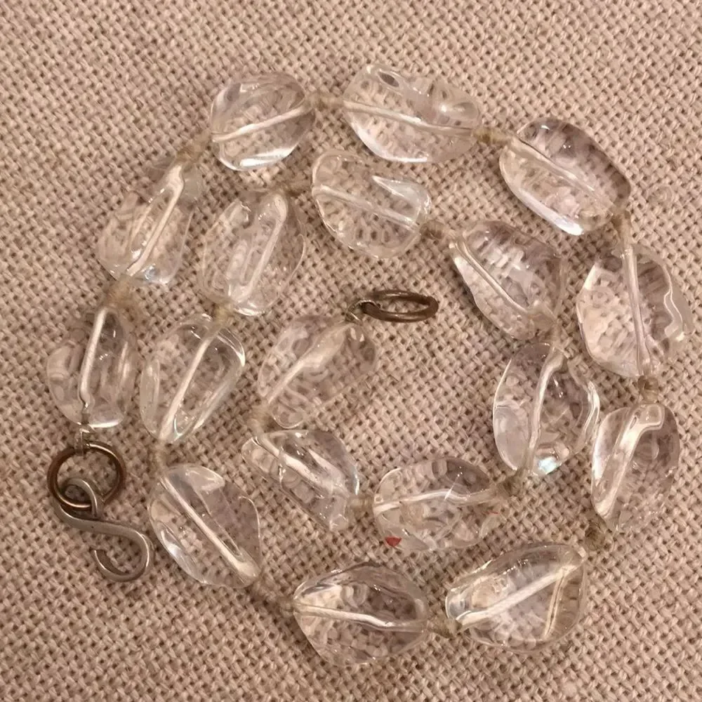 Polished Clear Quartz Gem Rock Necklace 17.75”